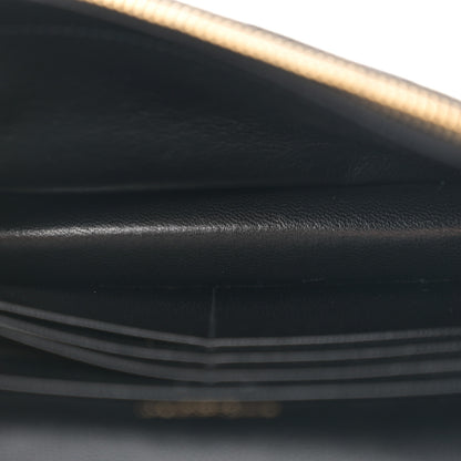 Saint Laurent Grain De Poudre Matelasse Chevron Monogram Envelope Chain Wallet Black 5 of 11