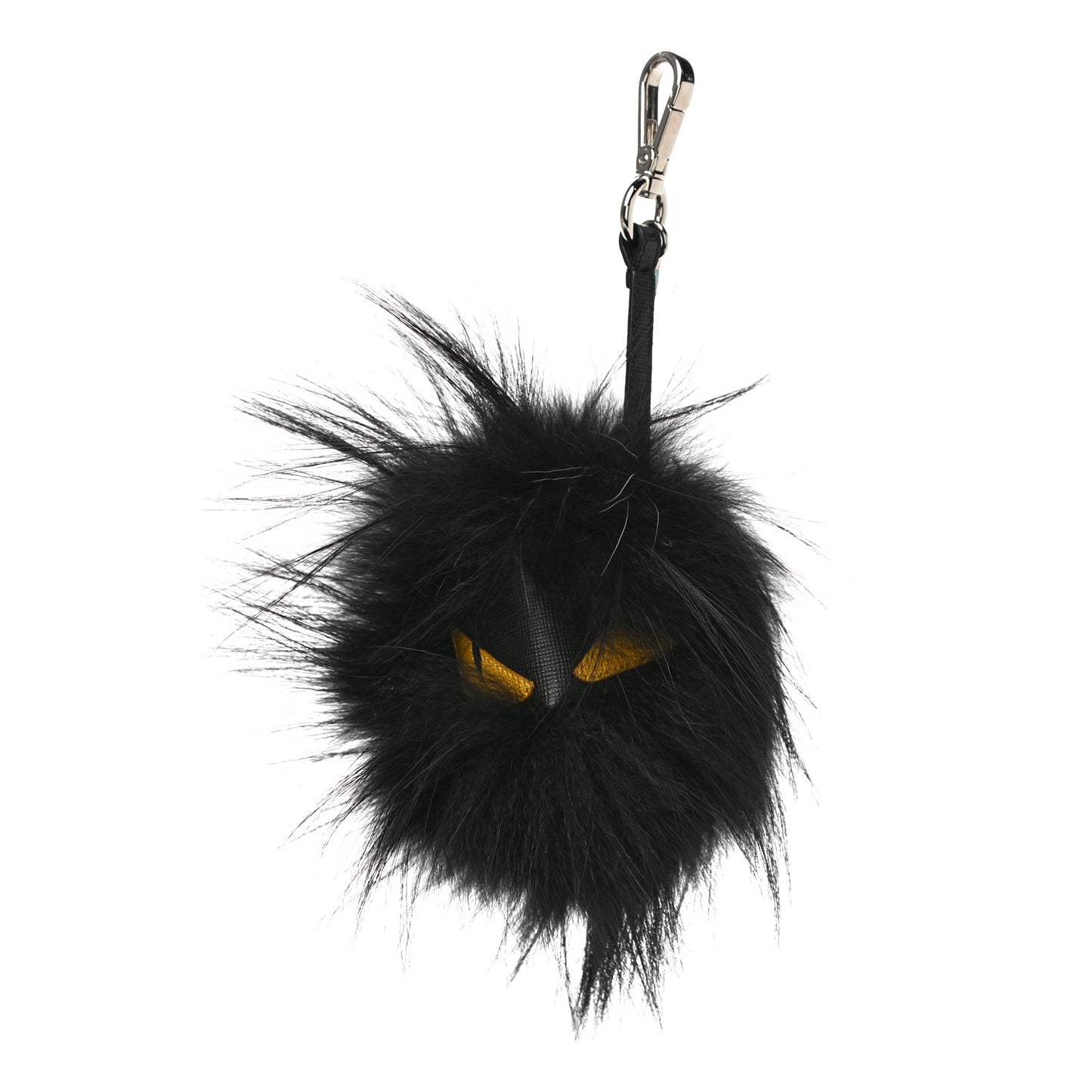 Vitello Elite Fox Fur Fusto Monster Bag Bug Charm Black Yellow