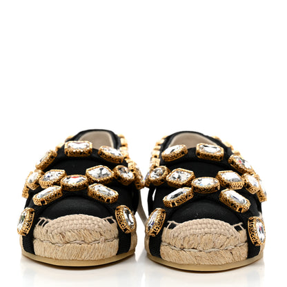 Gucci Canvas Crystal Embellished Espadrilles 35.5 Black 2 of 10