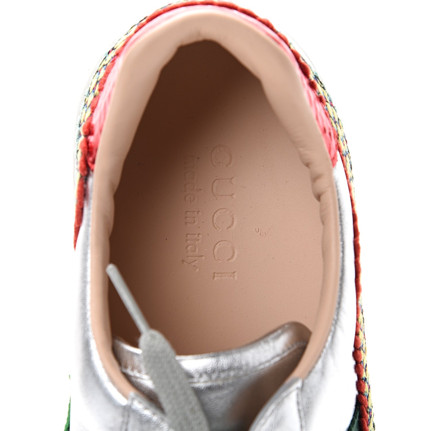 Gucci Metallic Nappa Ayers Web Dragon Embroidered Mens New Ace Sneakers 8.5 Silver 7 of 7