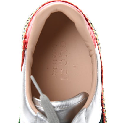 Gucci Metallic Nappa Ayers Web Dragon Embroidered Mens New Ace Sneakers 8.5 Silver 7 of 7