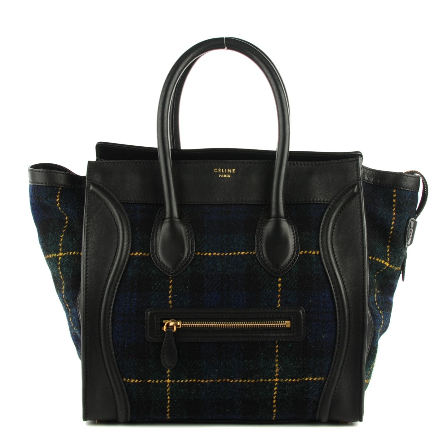 Smooth Calfskin Tweed Tartan Mini Luggage Midnight