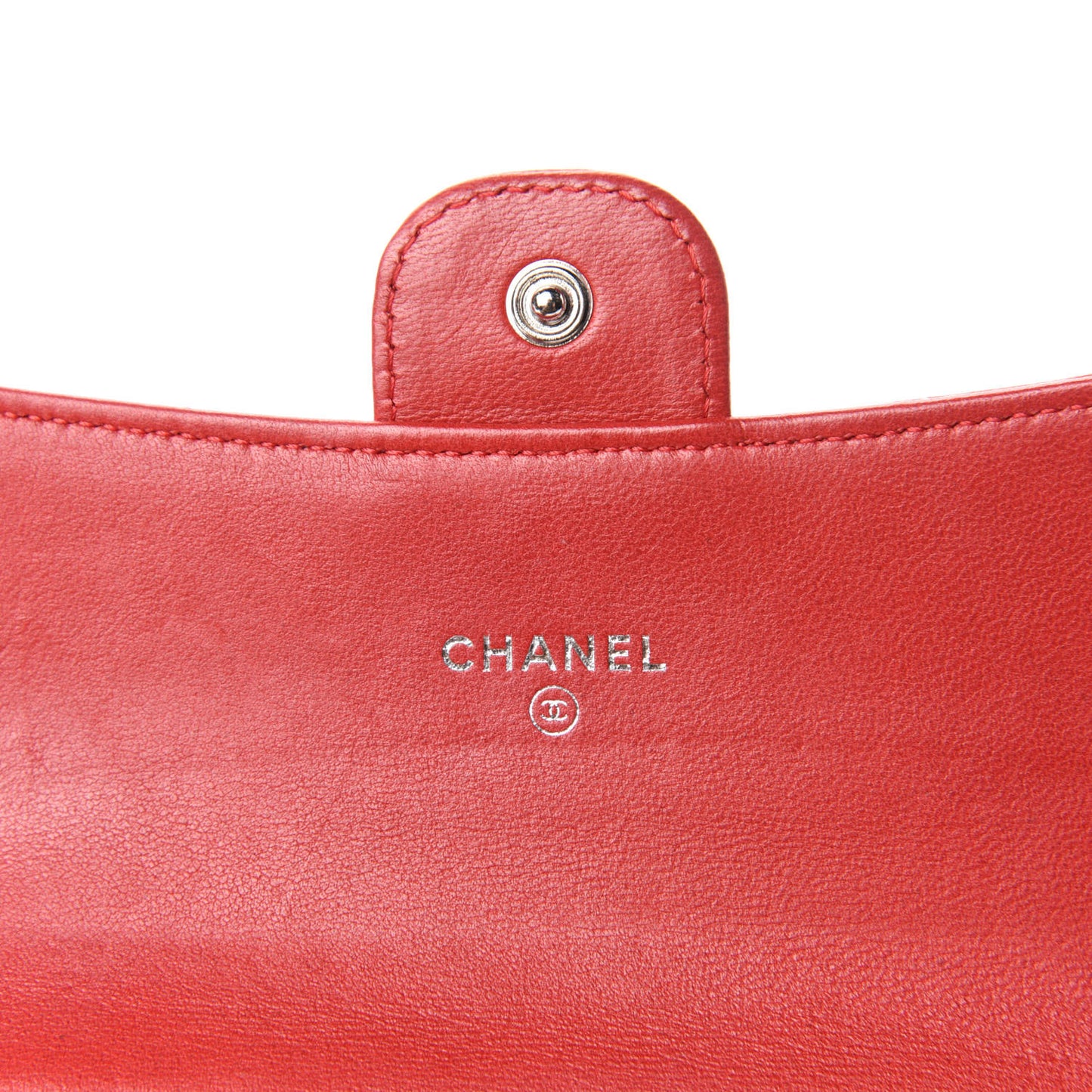 Lambskin Quilted Small Flap Wallet Red
