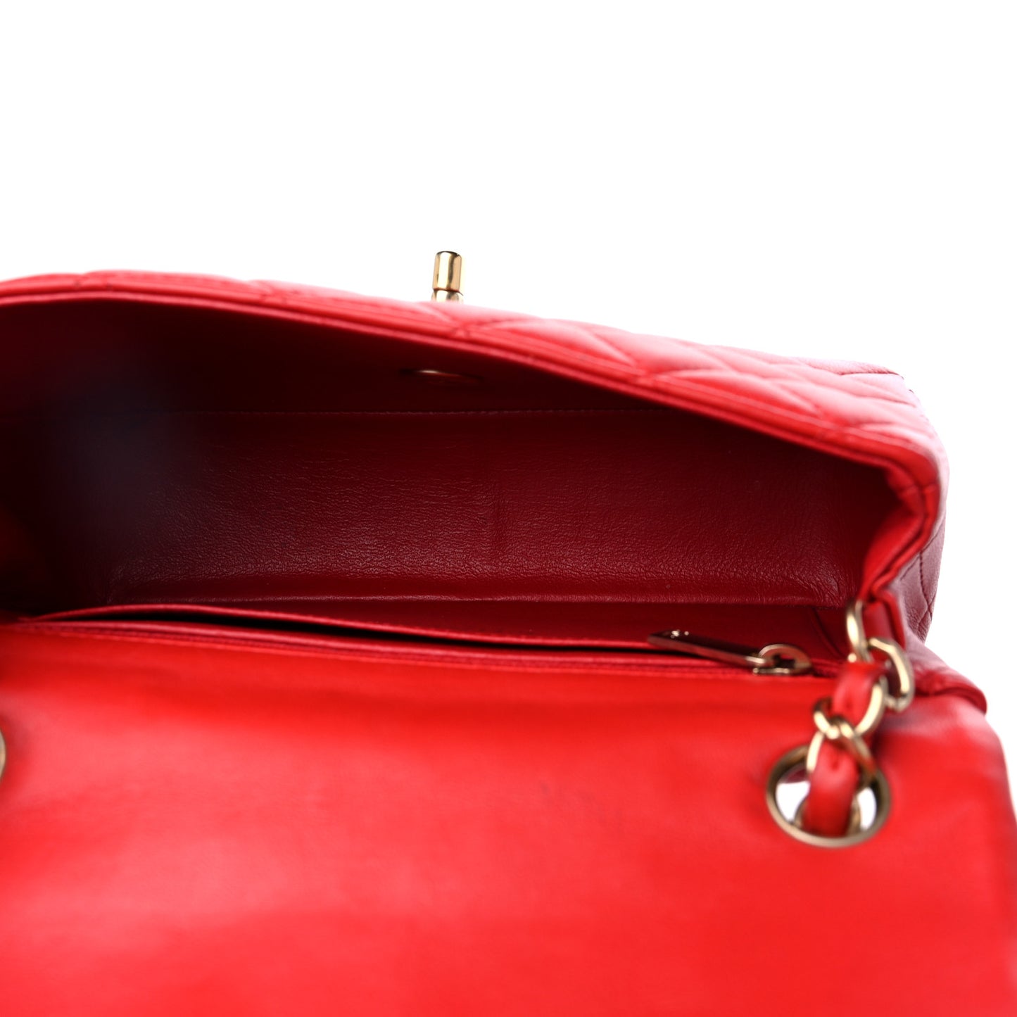 Lambskin Quilted Mini Rectangular Flap Red