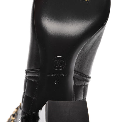 Chanel Lambskin Patent Calfskin Chained High Boots 37 Black 6 of 10