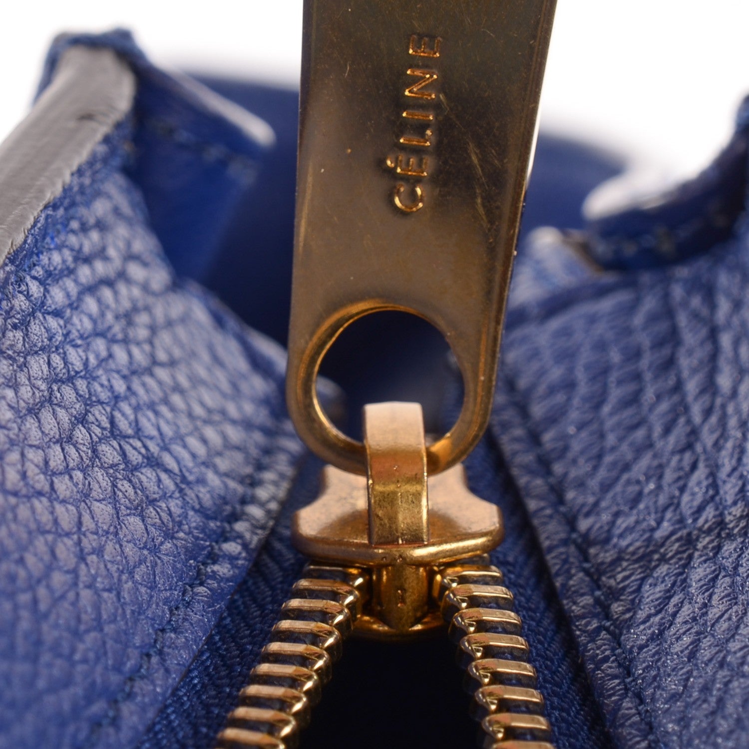 Celine Drummed Calfskin Suede Small Trapeze Indigo 8 of 8