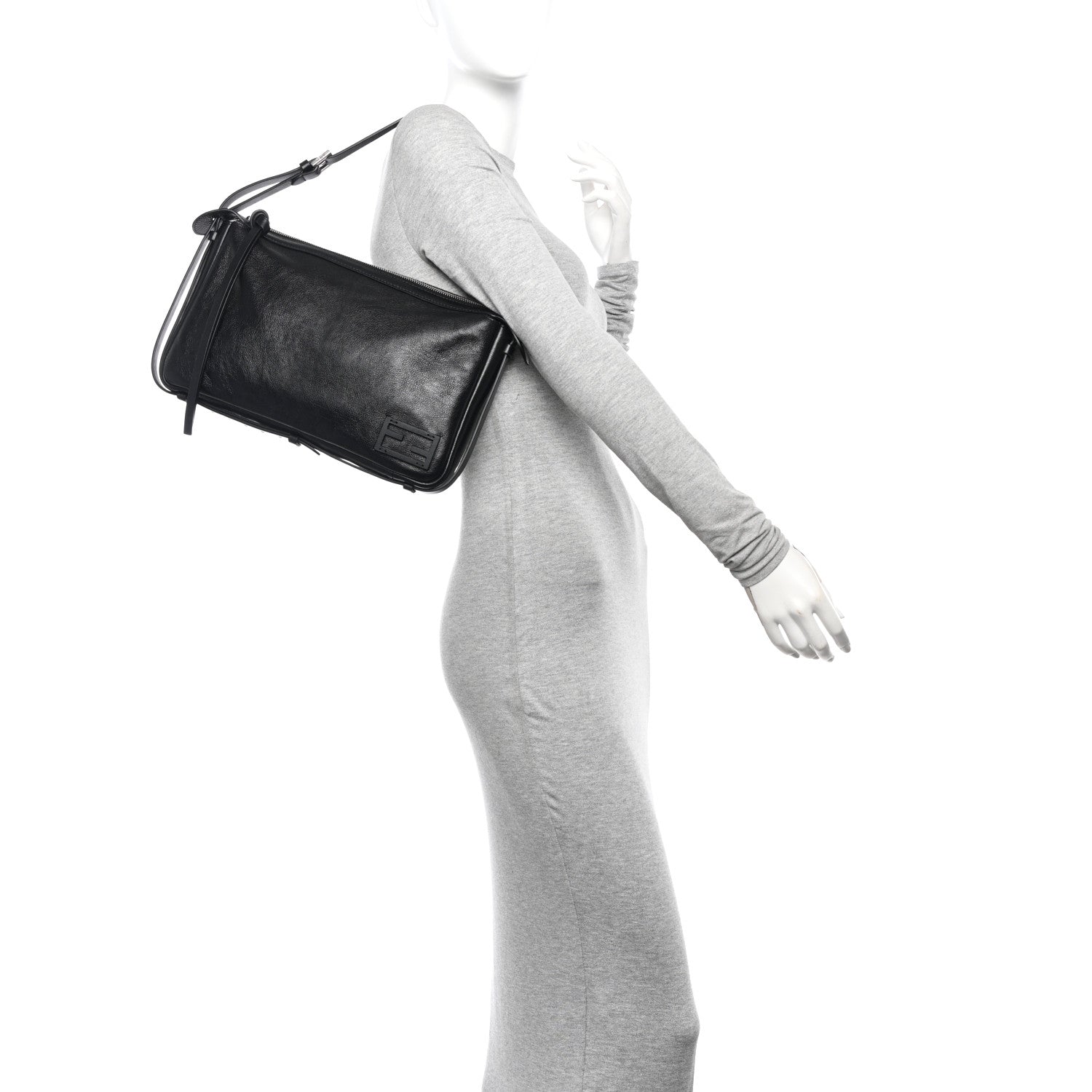 Fendi Vitello Medium Simply Fendi Shoulder Bag Black 2 of 10