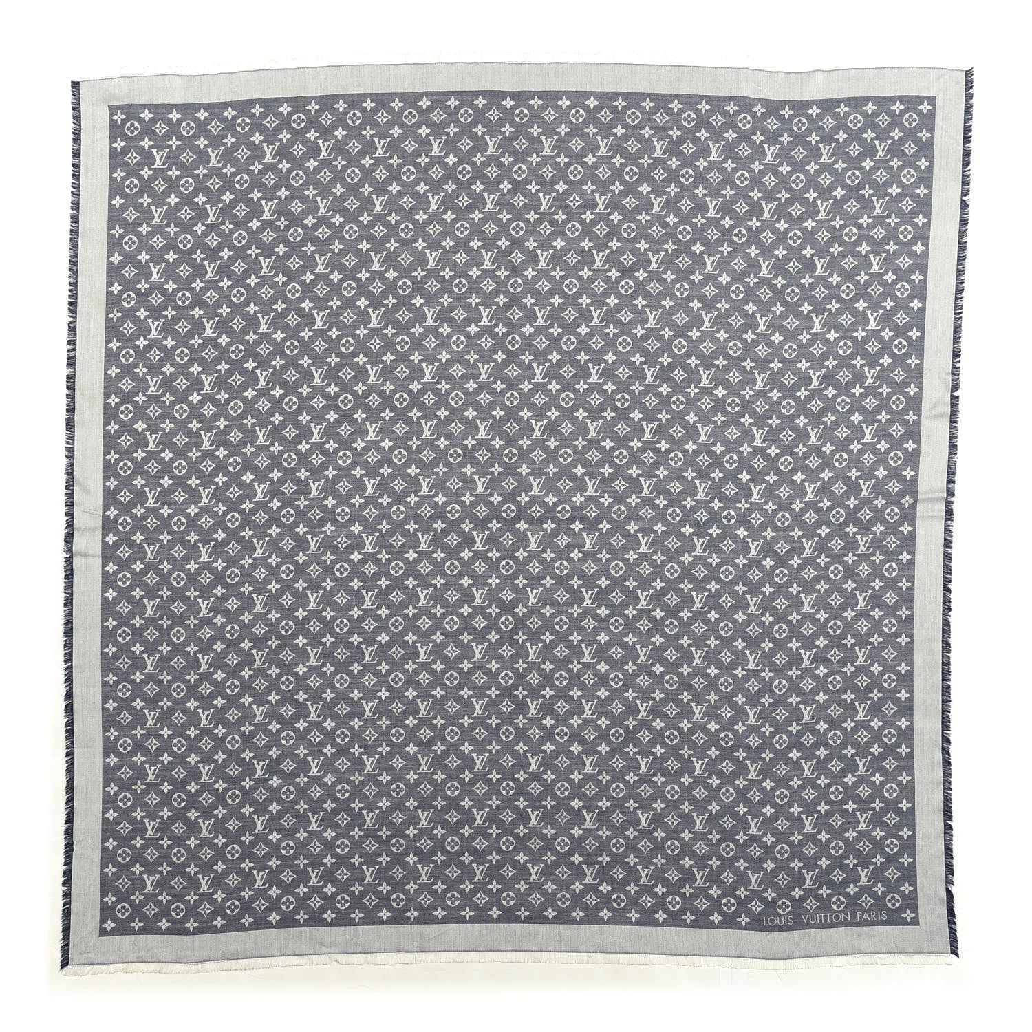 Louis Vuitton Silk Wool Monogram Denim Shawl Blue 1 of 3