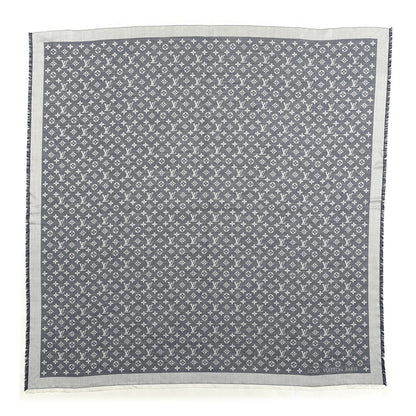 Louis Vuitton Silk Wool Monogram Denim Shawl Blue 1 of 3