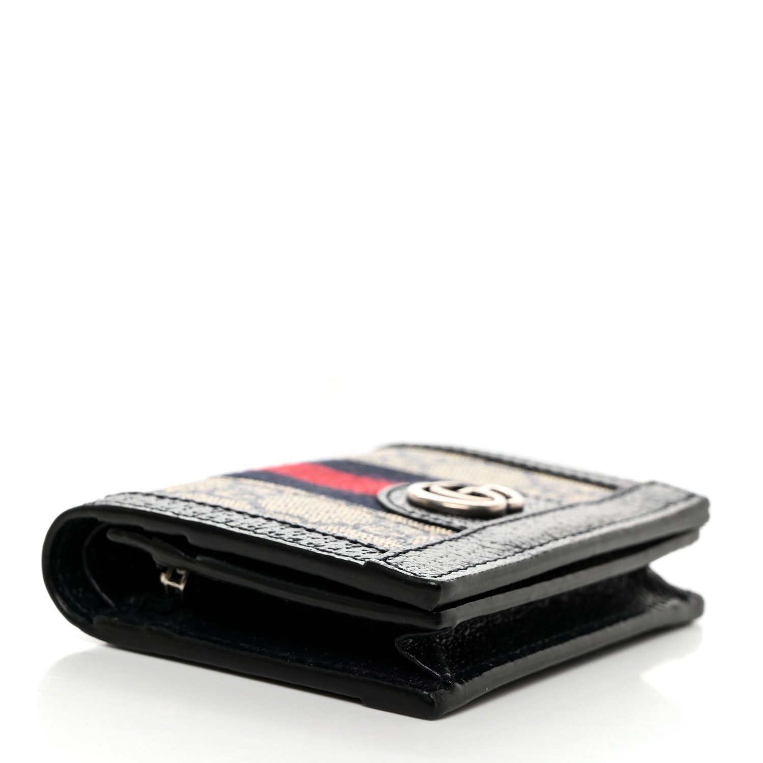 Gucci GG Supreme Monogram Textured Dollar Calfskin Web Ophidia Card Case Beige Blue 5 of 8