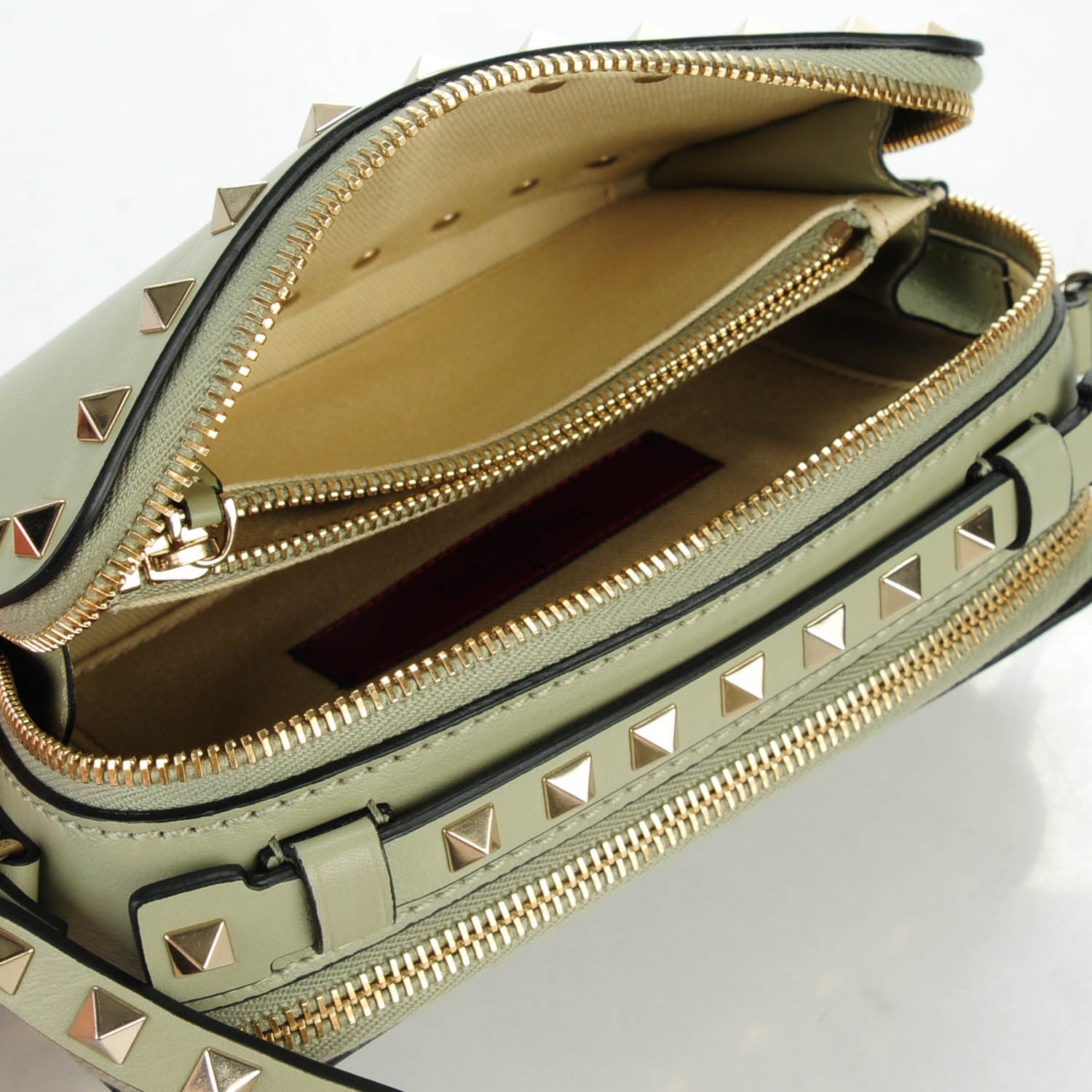 Valentino Garavani Vitello Rockstud Double Zip Camera Crossbody Water Green 5 of 7