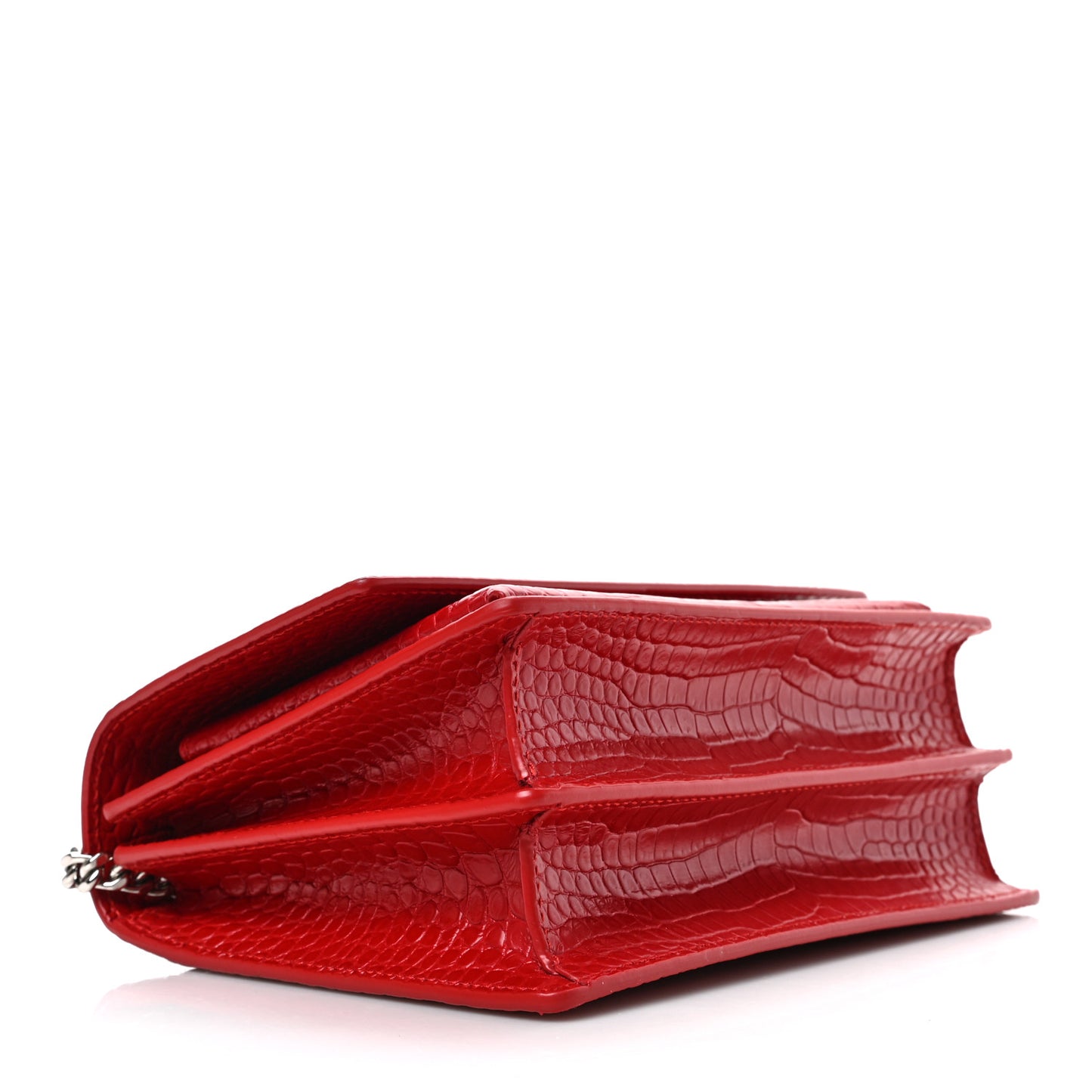 Calfskin Crocodile Embossed Medium Monogram Sunset Rouge Eros