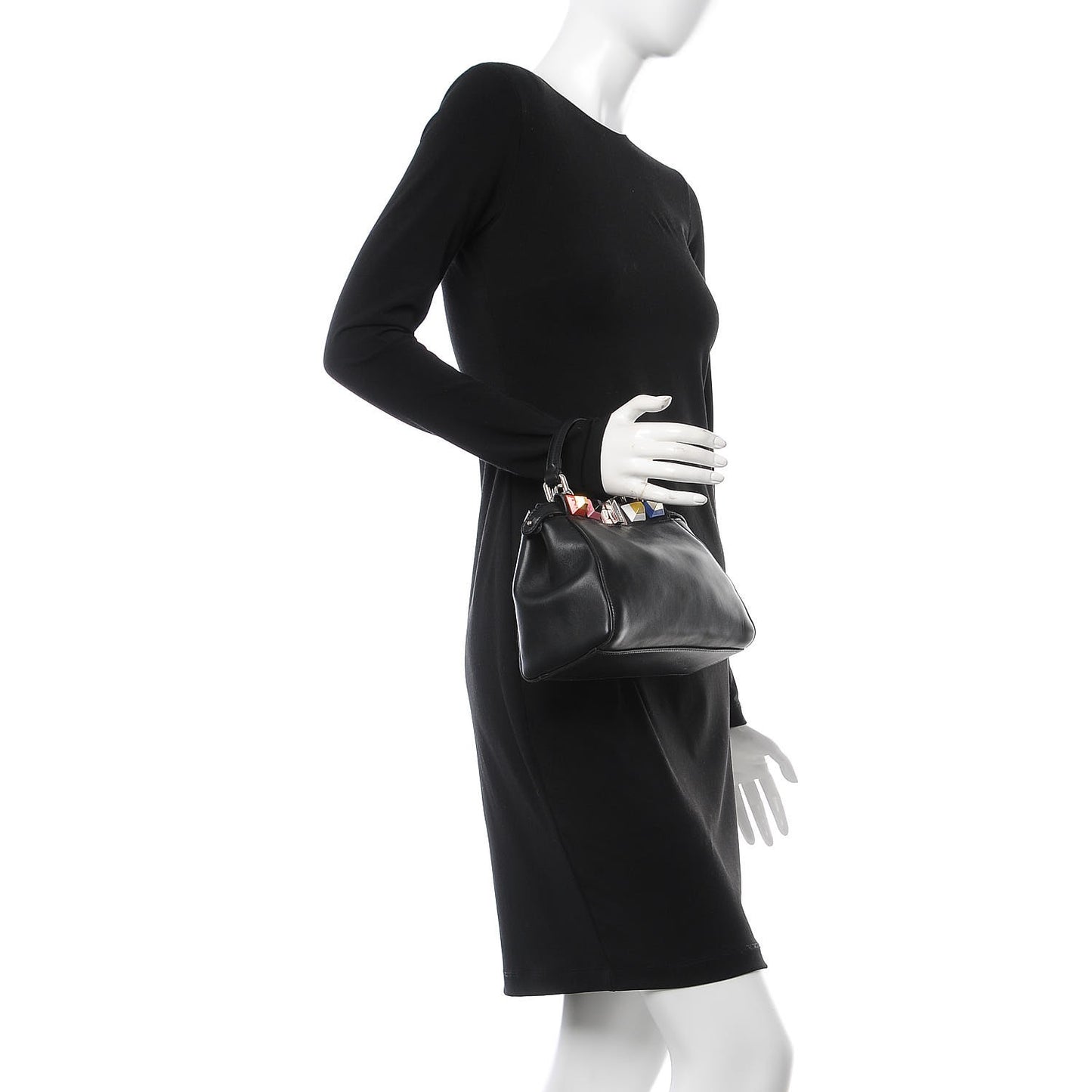 Nappa Studded Mini Peekaboo Iconic Satchel Black