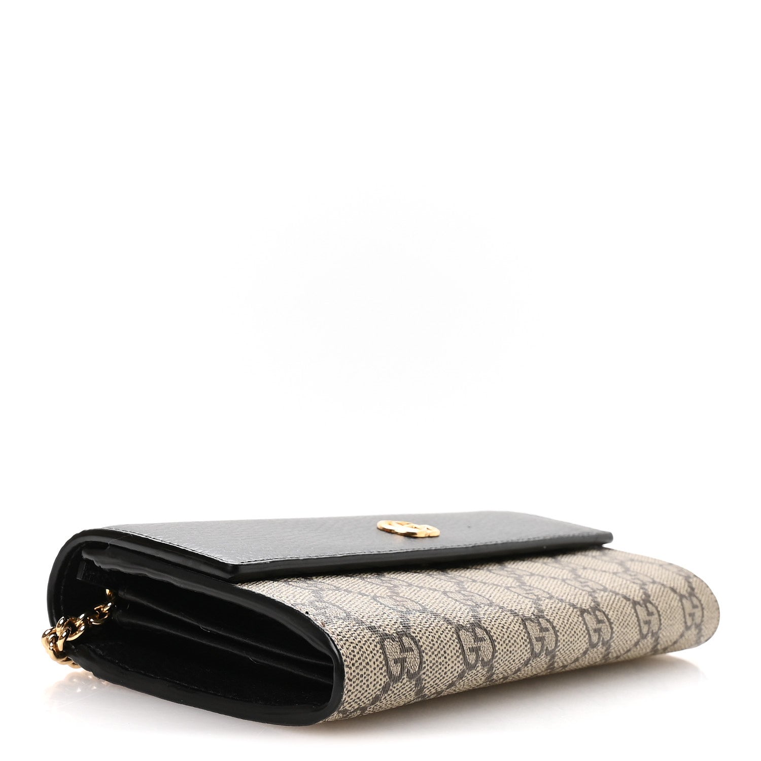 Gucci Dollar Calfskin GG Supreme Monogram Petite GG Marmont Wallet Chain Bag Black Beige Ebony 4 of 11