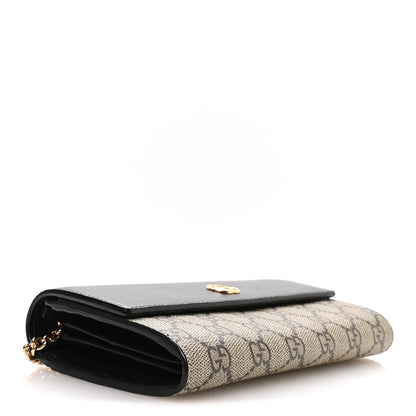 Gucci Dollar Calfskin GG Supreme Monogram Petite GG Marmont Wallet Chain Bag Black Beige Ebony 4 of 11