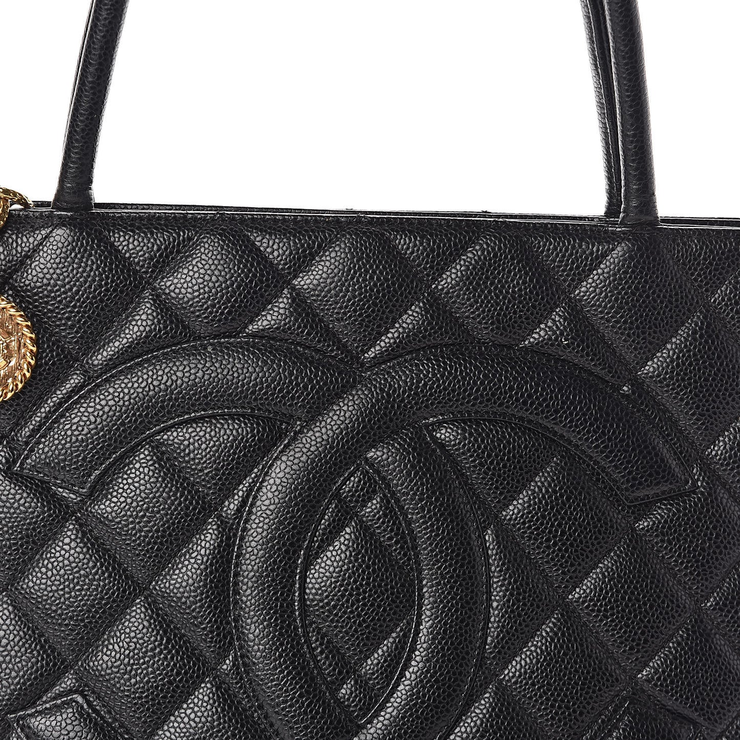 Caviar Quilted Medallion Tote Black