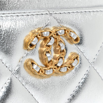 Chanel Metallic Goatskin Quilted 19 Card Holder Silver 10 of 11