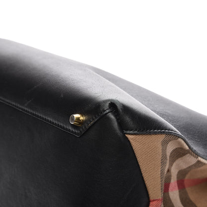 Burberry Grainy Calfskin House Check Large Banner Tote Black 17 of 18