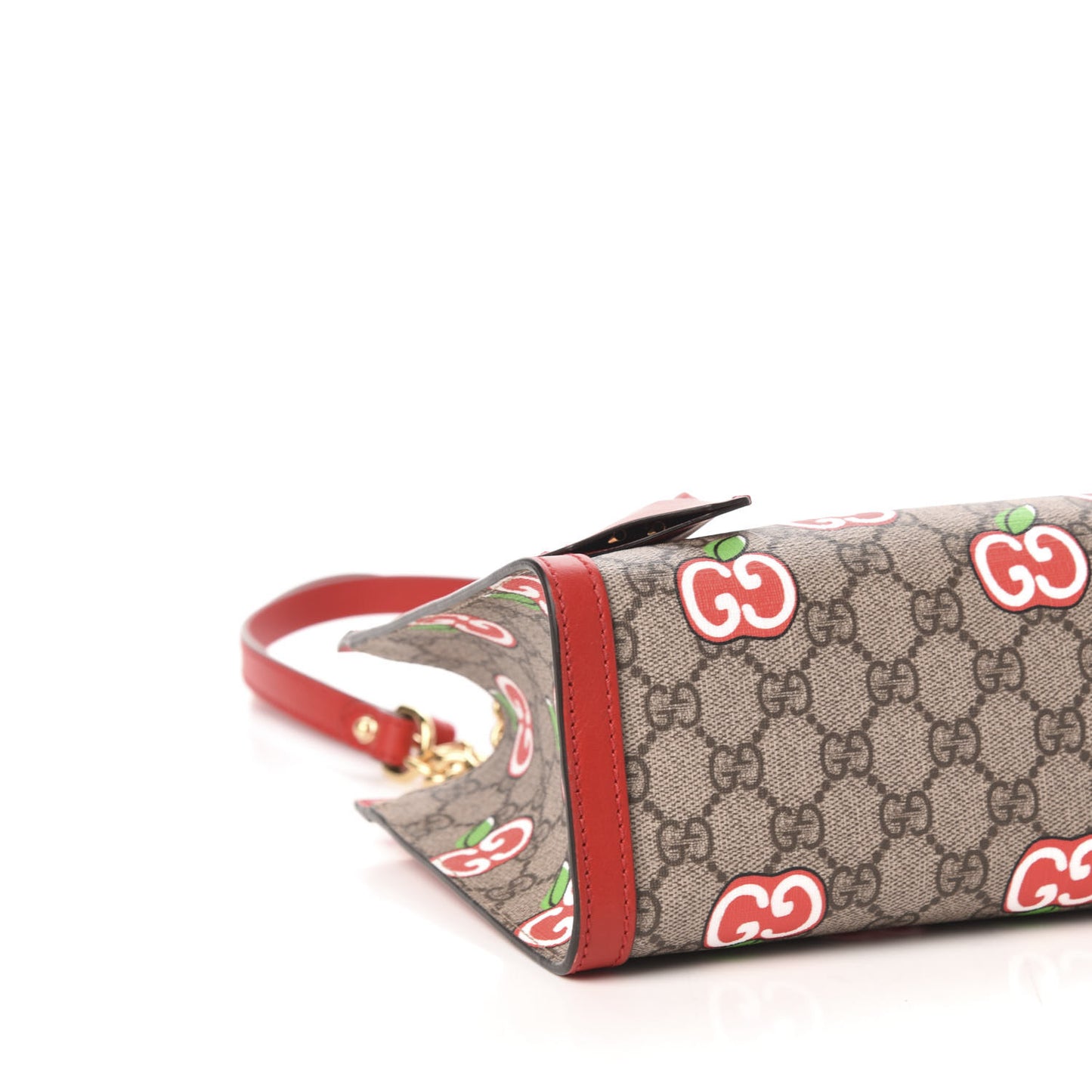 GG Supreme Monogram Apple Small Padlock Tote Beige Multicolor Lobster Red