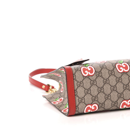 Gucci GG Supreme Monogram Apple Small Padlock Tote Beige Multicolor Lobster Red 8 of 10
