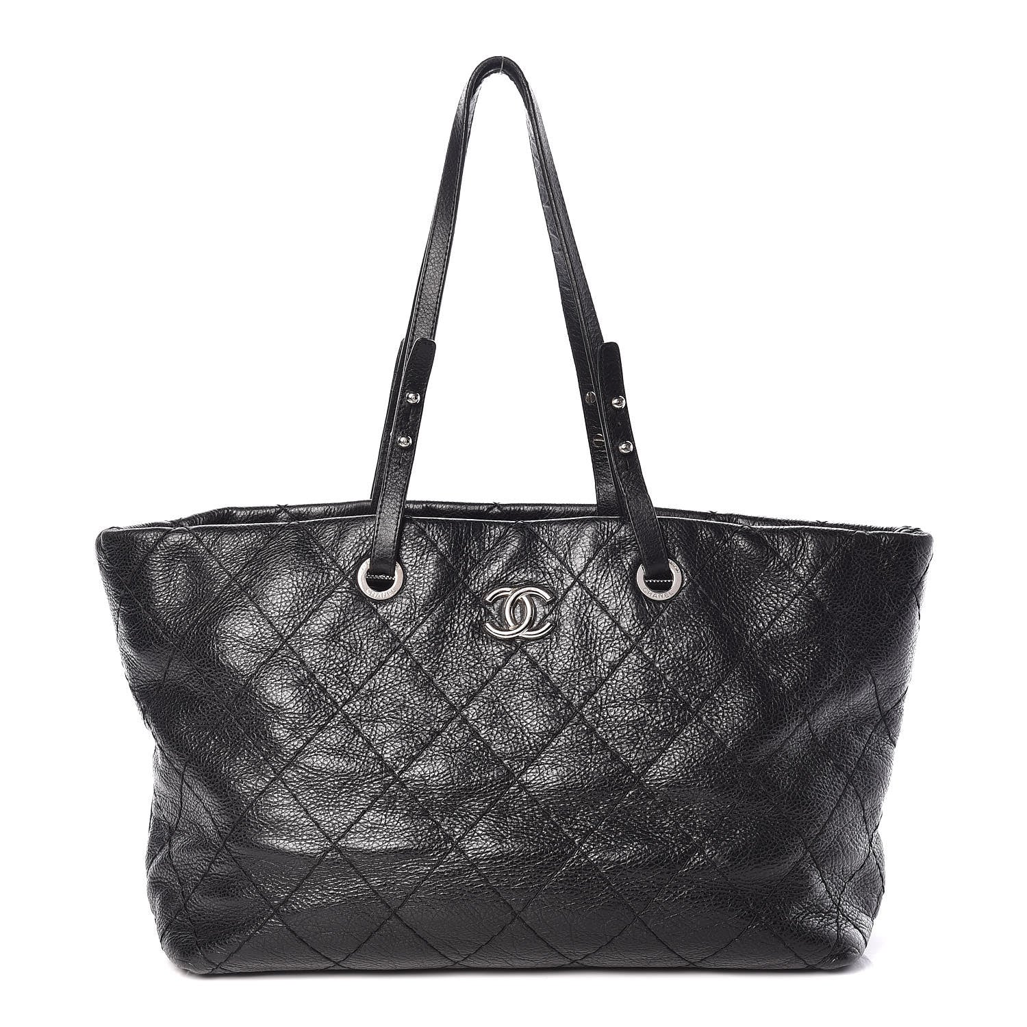 Chanel Glazed Calfskin Large On The Road Tote Black 1 of 15