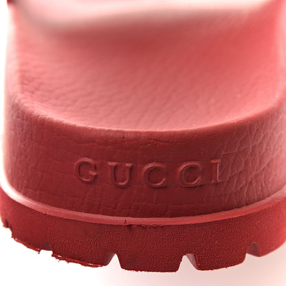 Gucci Calfskin Rubber GucciGhost Hamlet Skull Mens Lug Sole Slide Sandals 7 Hibiscus Red Blue Agata 7 of 8
