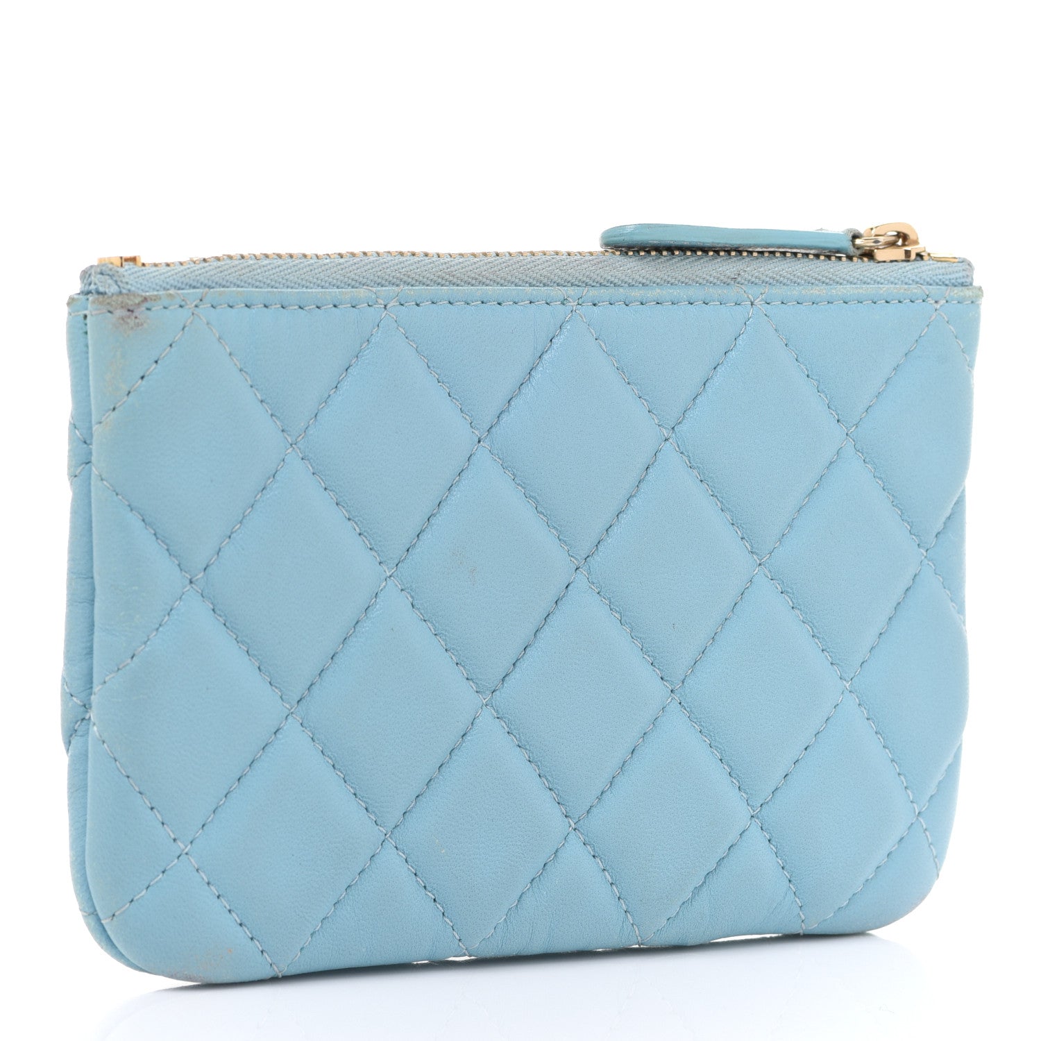 Chanel Lambskin Quilted Small Cosmetic Case Light Blue 3 of 12