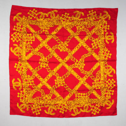 Chanel Silk Chain CC Scarf Red Gold 2 of 5