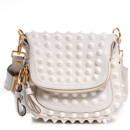 Tom Ford Pebbled Calfskin Studded Mini Jennifer Crossbody White 1 of 9