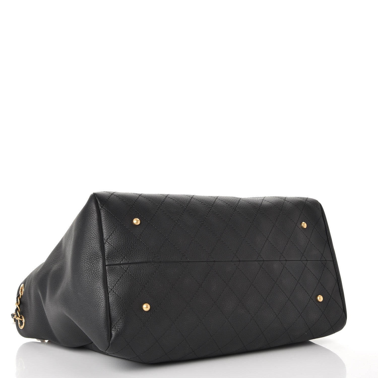 Chanel Grained Calfskin Quilted Large Supple Rock Shopping Tote Black 4 of 7
