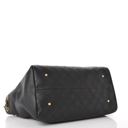 Chanel Grained Calfskin Quilted Large Supple Rock Shopping Tote Black 4 of 7