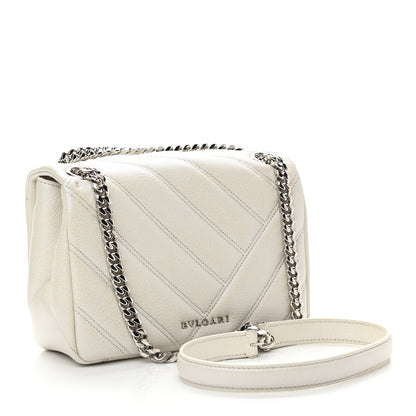 Bulgari Calfskin Matelasse Small Serpenti Cabochon Shoulder Bag White 3 of 11