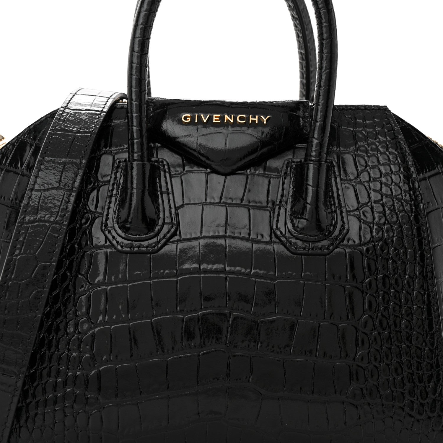 Givenchy Calfskin Crocodile Embossed Mini Antigona Black 8 of 10