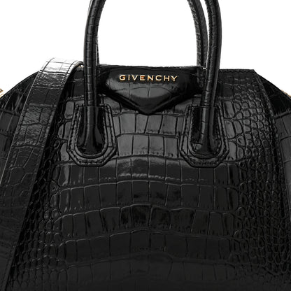 Givenchy Calfskin Crocodile Embossed Mini Antigona Black 8 of 10