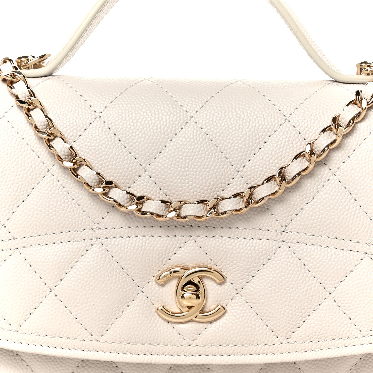 Chanel Caviar Quilted Trendy Handle Clutch With Chain Light Grey 9 of 11
