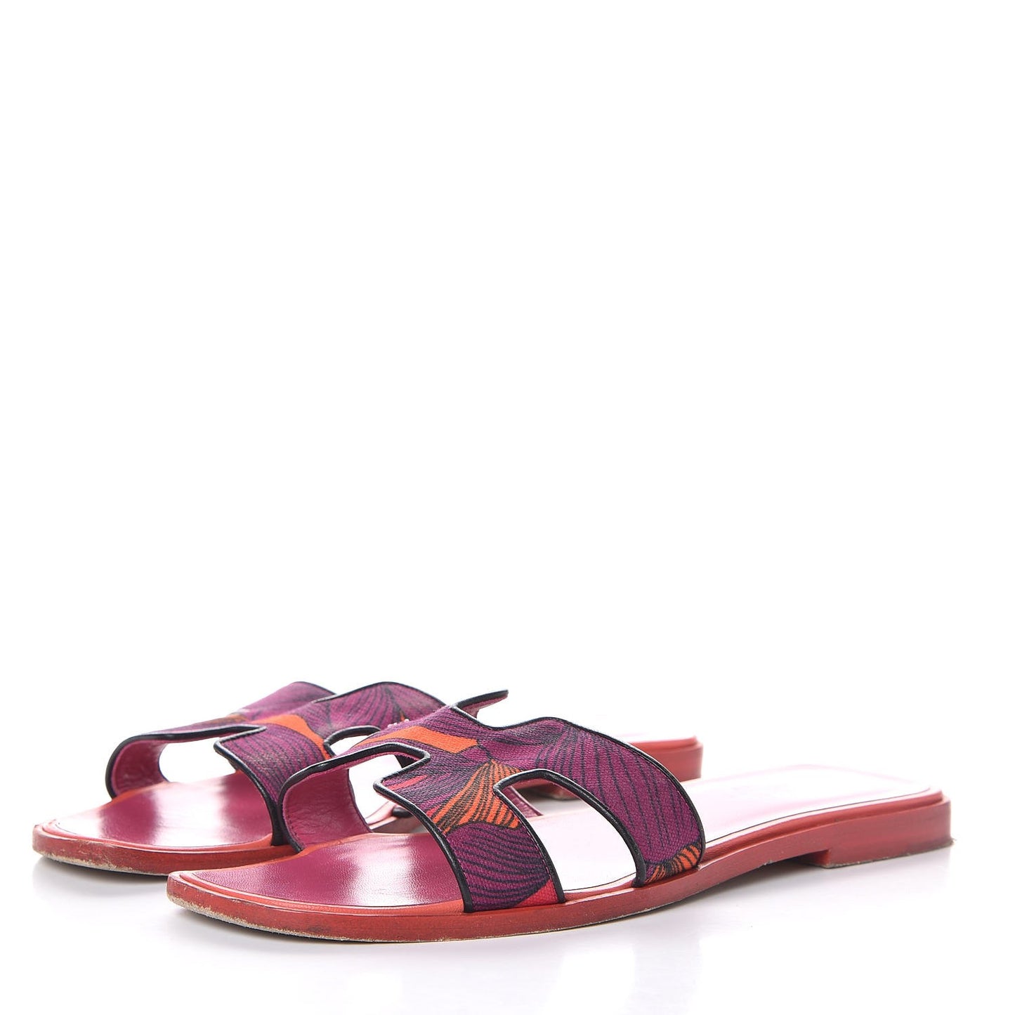 Cotton Canvas Iris Print Oran Sandals 39 Sorbet Black
