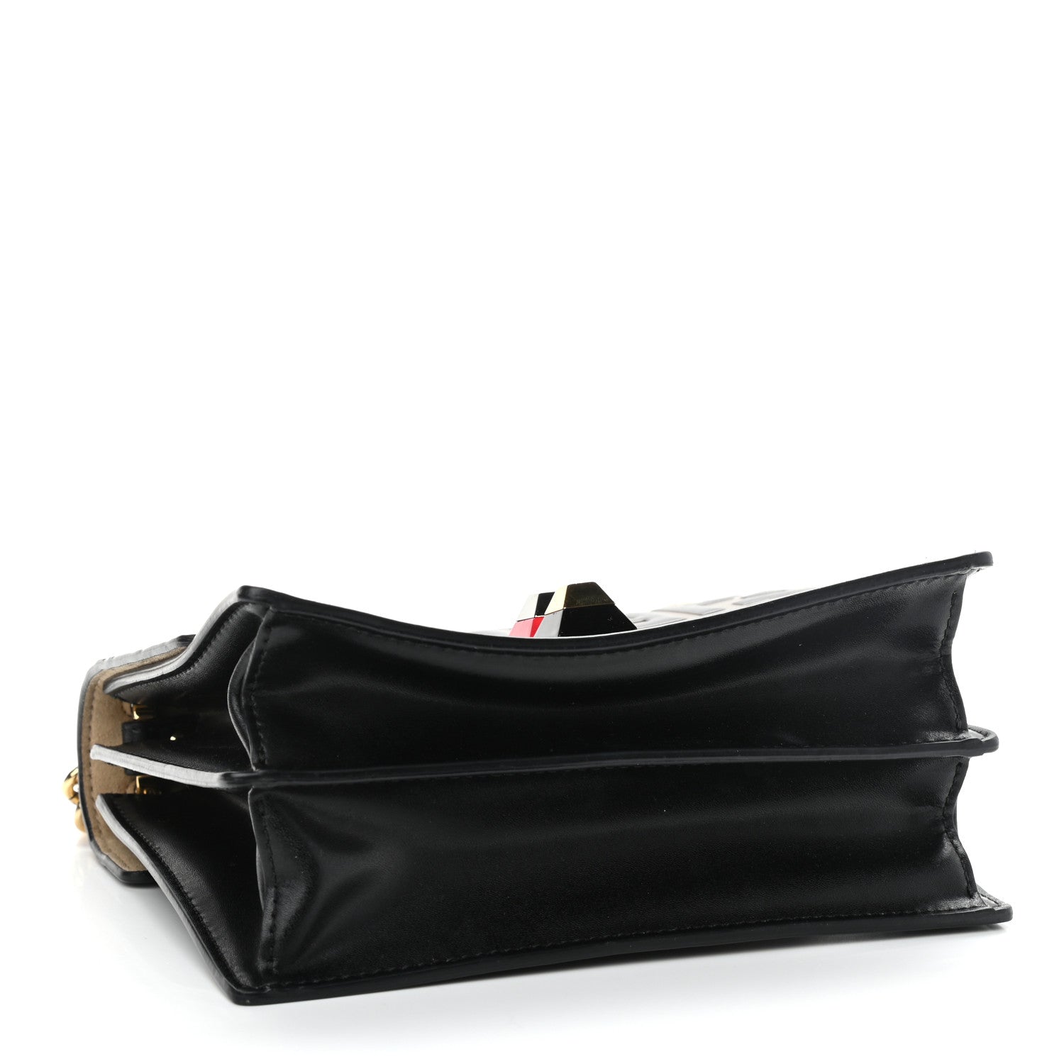 Fendi Vitello Liberty Bi-Color FF 1974 Embossed Small Kan I Shoulder Bag Black Maya 4 of 12