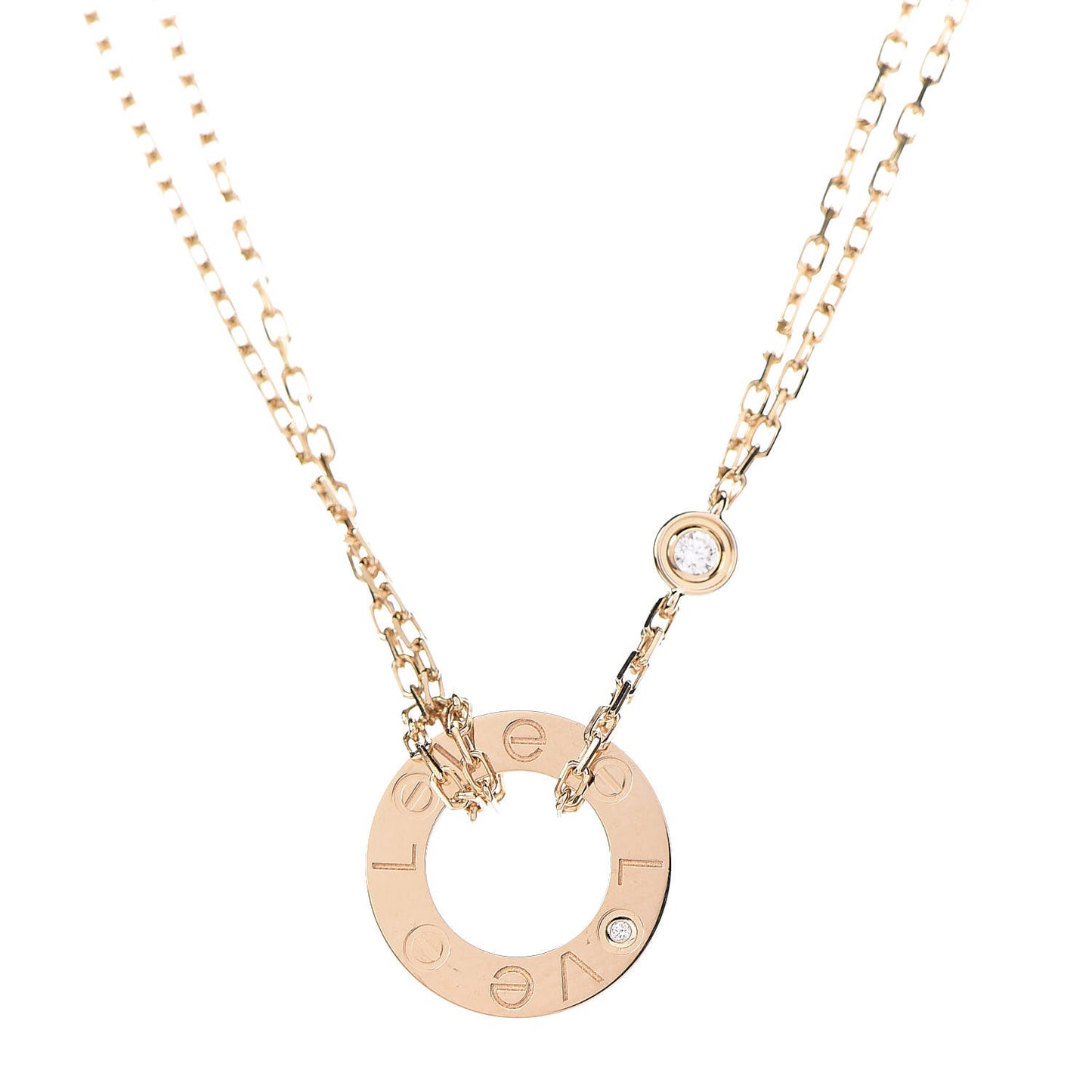 18K Yellow Gold 2 Diamond LOVE Necklace