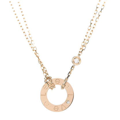 Cartier 18K Yellow Gold 2 Diamond LOVE Necklace 4 of 10