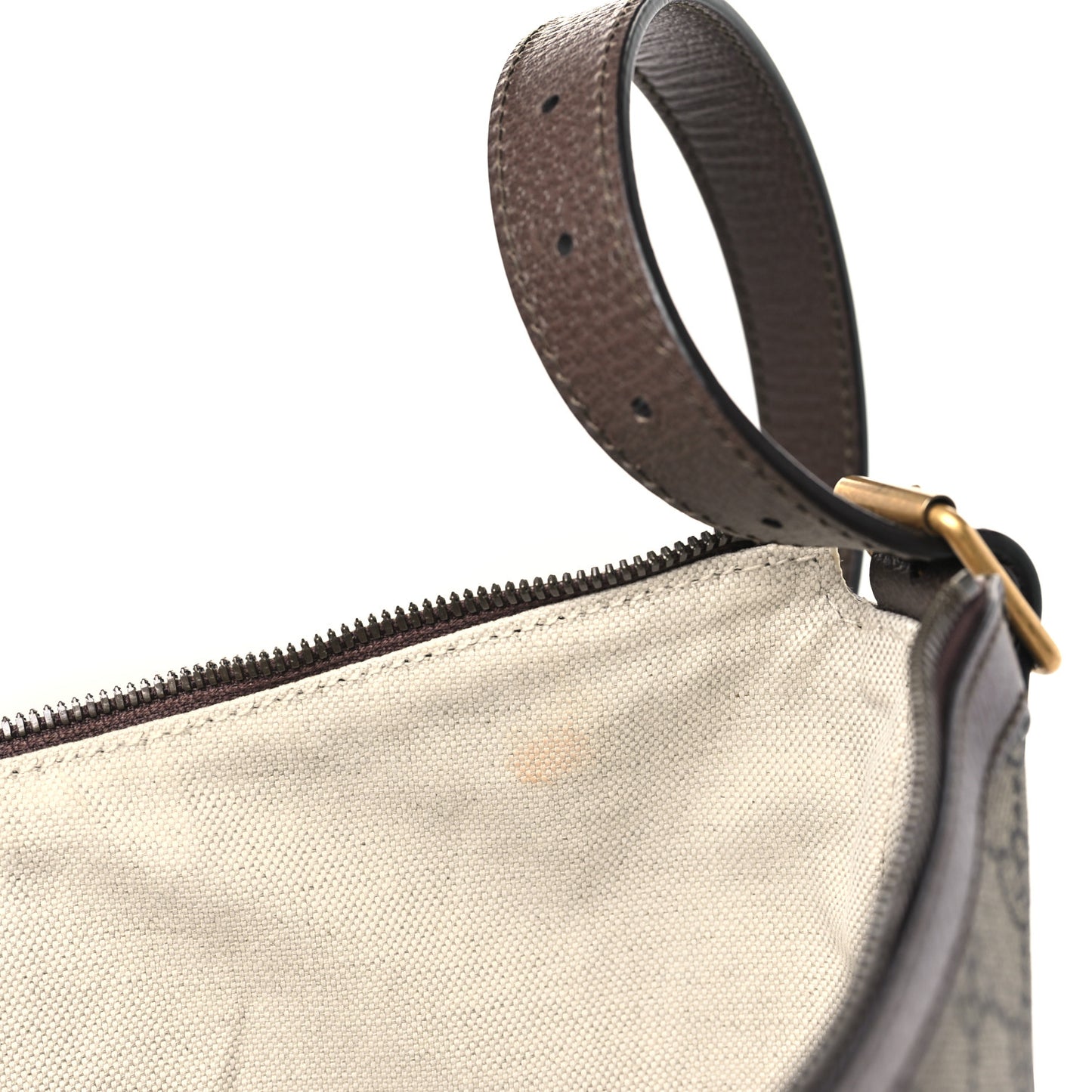 GG Supreme Monogram Web Small Ophidia Half Moon Hobo Brown