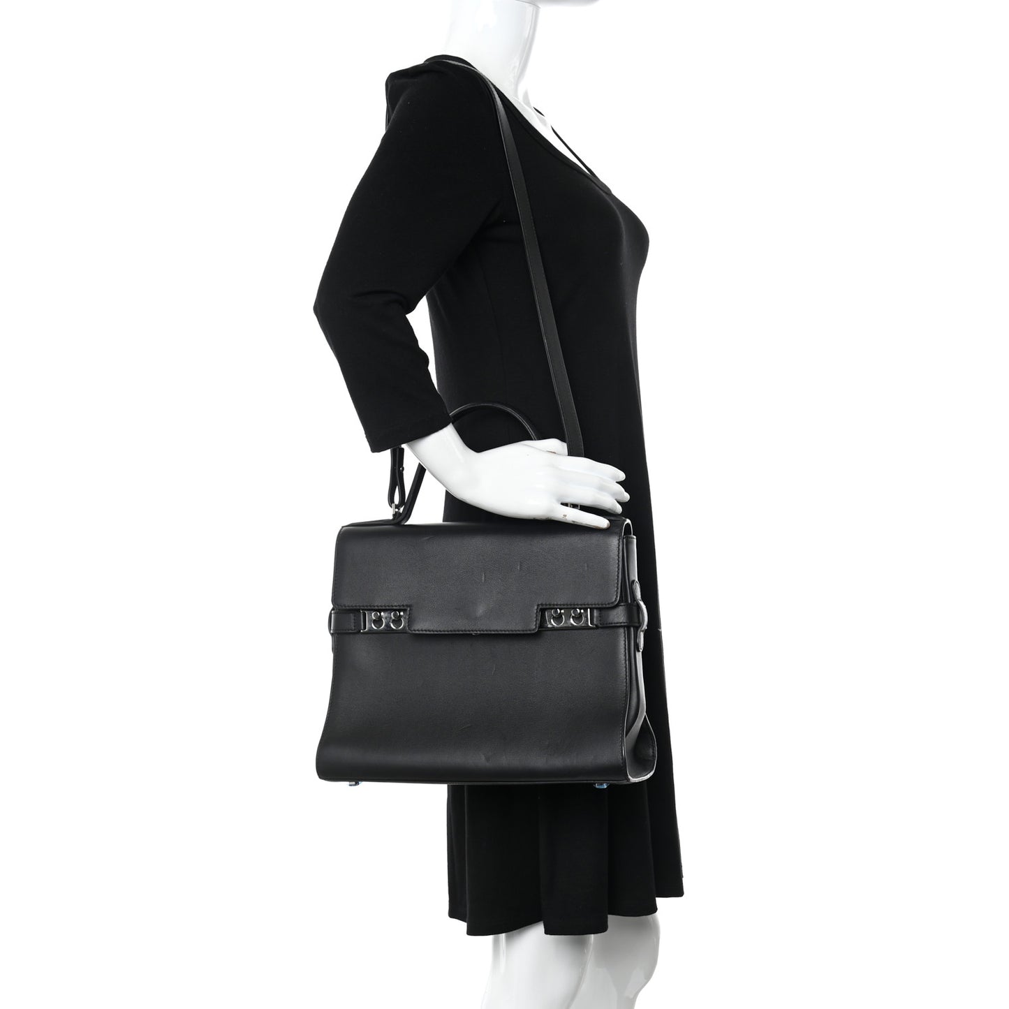 Calfskin GM Tempete Satchel Black