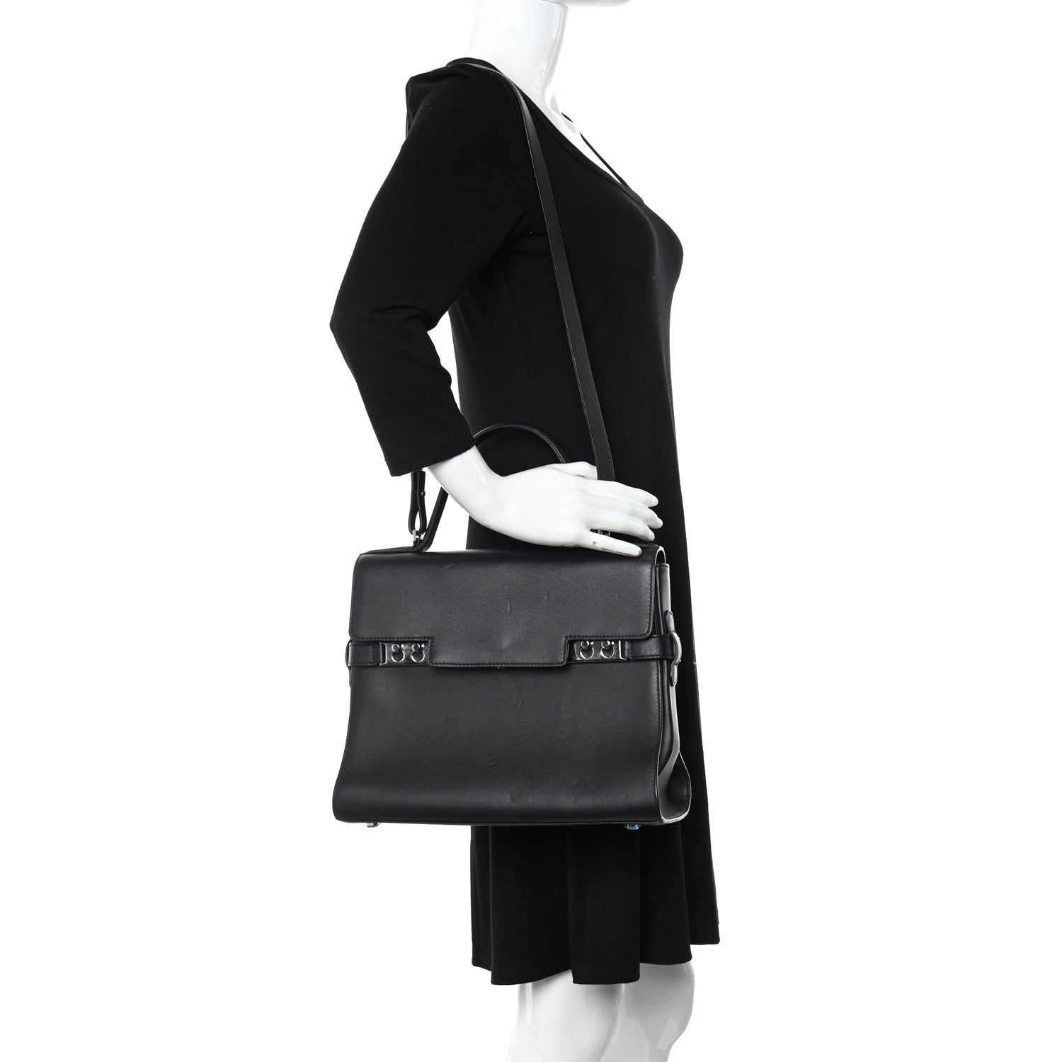 Delvaux Calfskin GM Tempete Satchel Black 2 of 9
