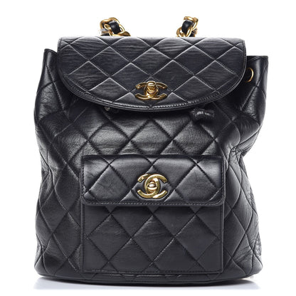 Chanel Lambskin Quilted Drawstring Backpack Black 1 of 10