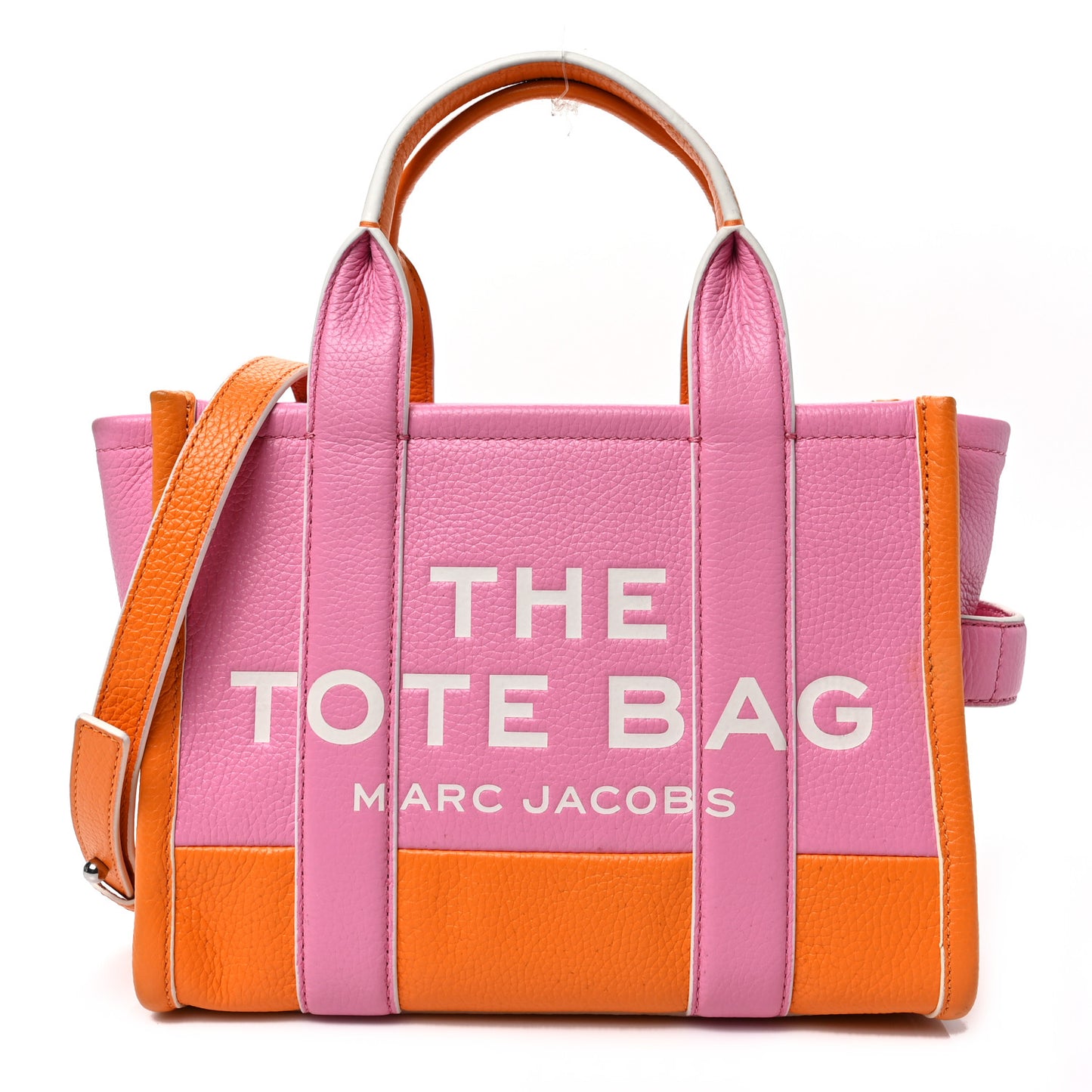 Grained Calfskin Small The Tote Bag Pink Orange