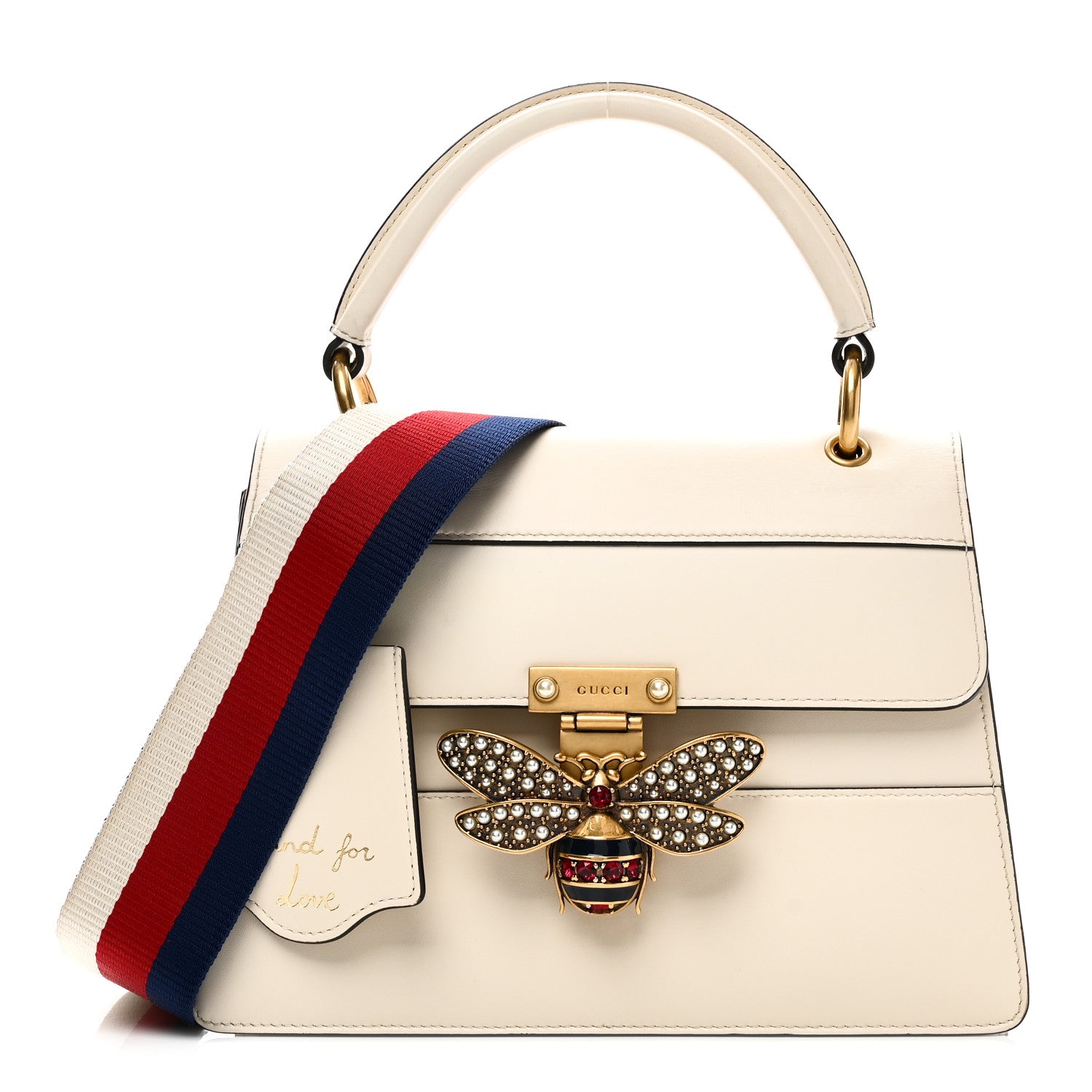 Gucci Calfskin Sylvie Web Small Queen Margaret Top Handle Bag White 1 of 10