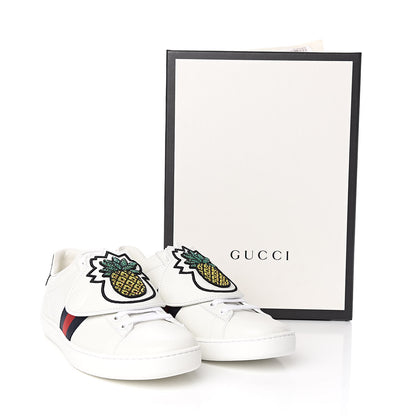 Gucci Calfskin Ayers Crystal Web Womens New Ace Pineapple Sneakers 38 White 11 of 11