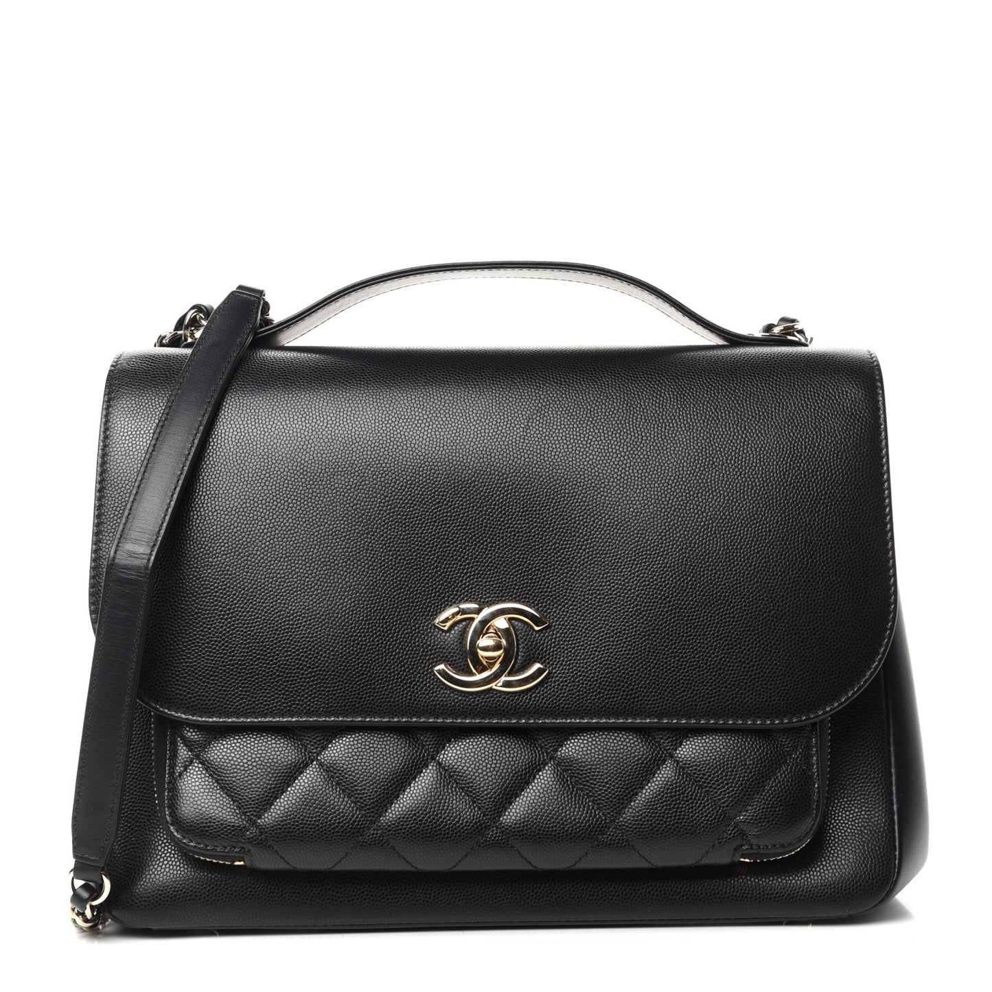 Caviar Quilted Large Business Affinity Flap Black