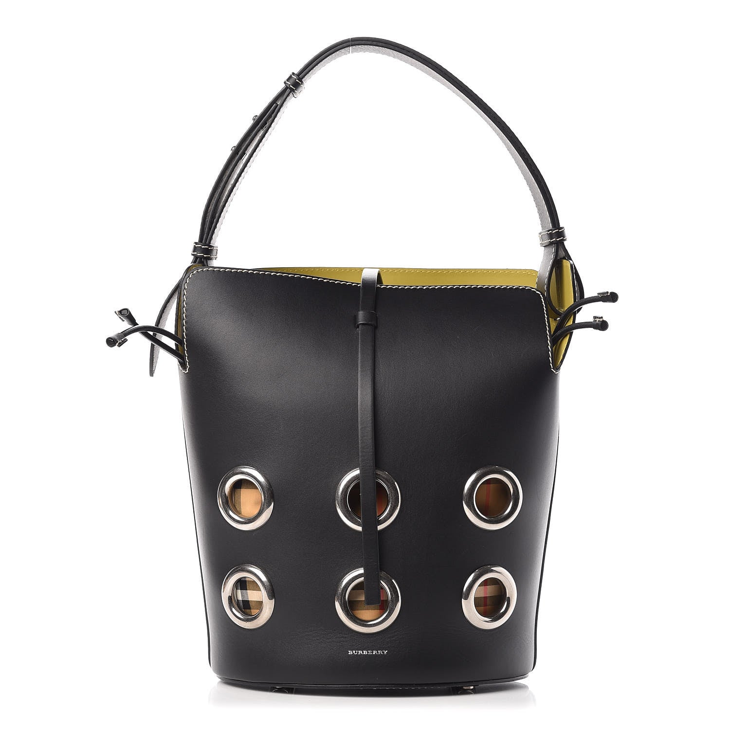 Burberry Calfskin Grommet Medium Bucket Bag Black 1 of 12