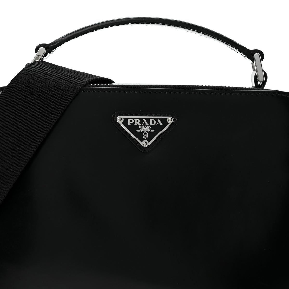 Prada Spazzolato Medium Brique Crossbody Bag Black 8 of 14