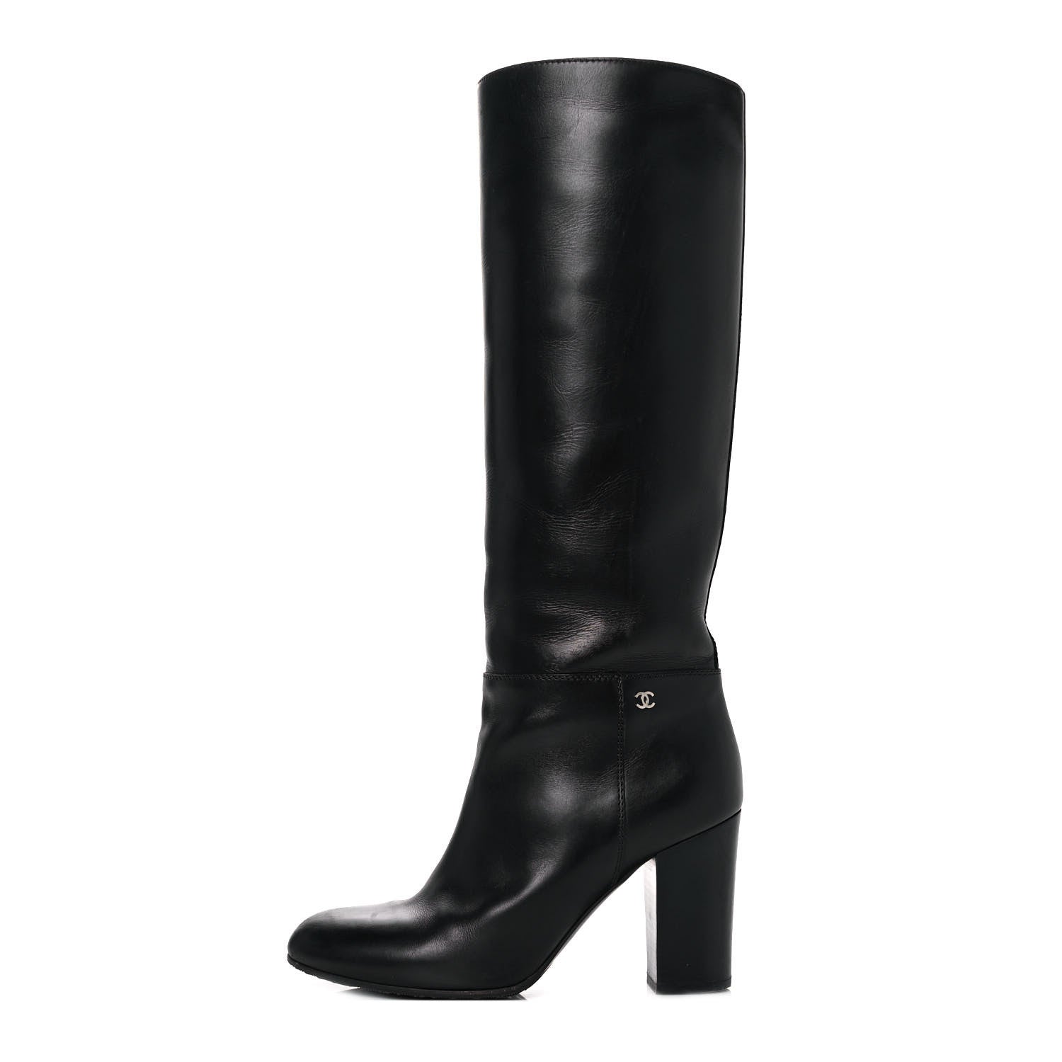 Chanel Calfskin Knee High Boots 39 Black 1 of 7